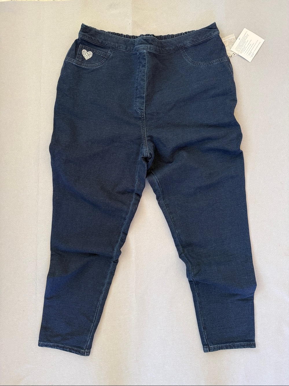 DreamJeannes by Quaker Factory Pull-On Slim Leg Pants - Dark Indigo Size XL